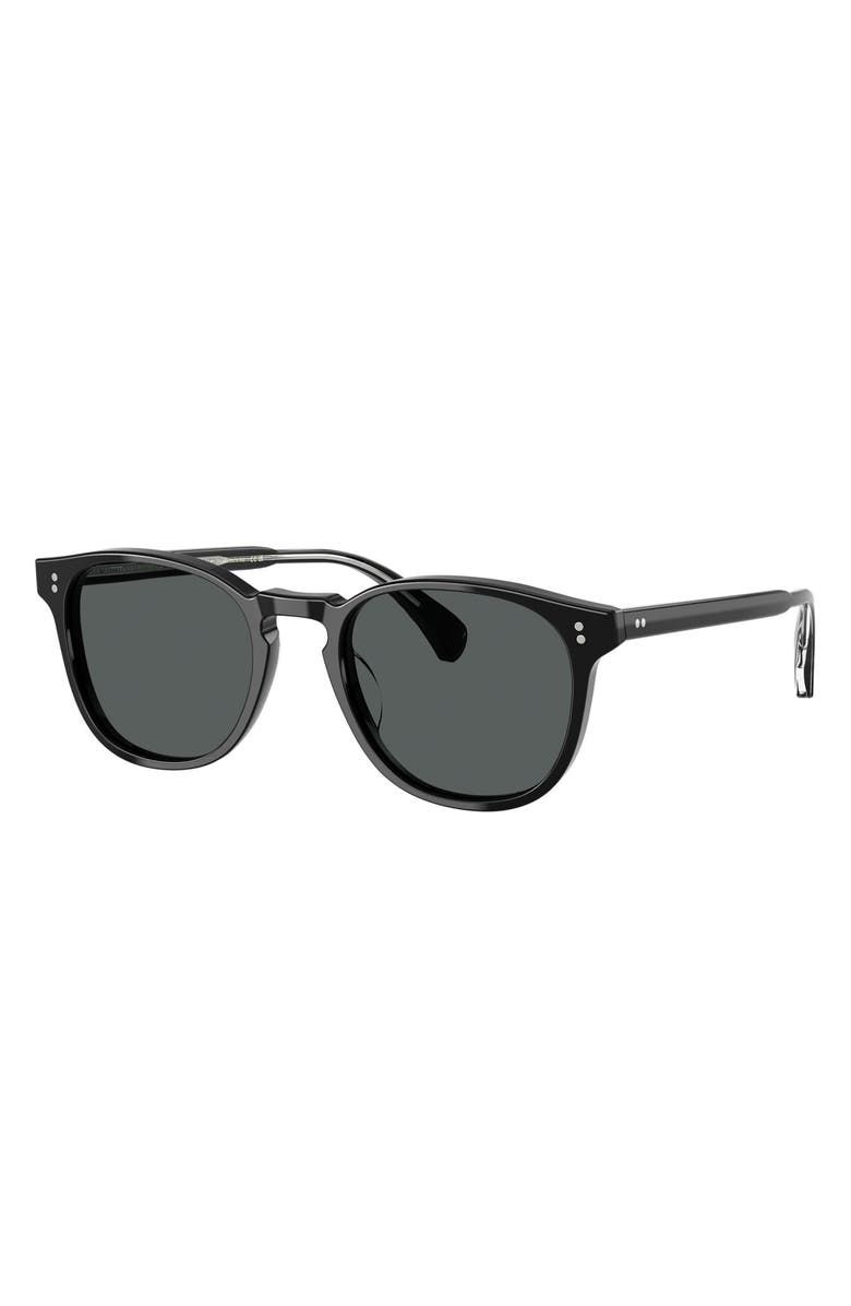 Oliver Peoples 51mm Polarized Round Sunglasses, Alternate, color, Black / Midnight Express Polar