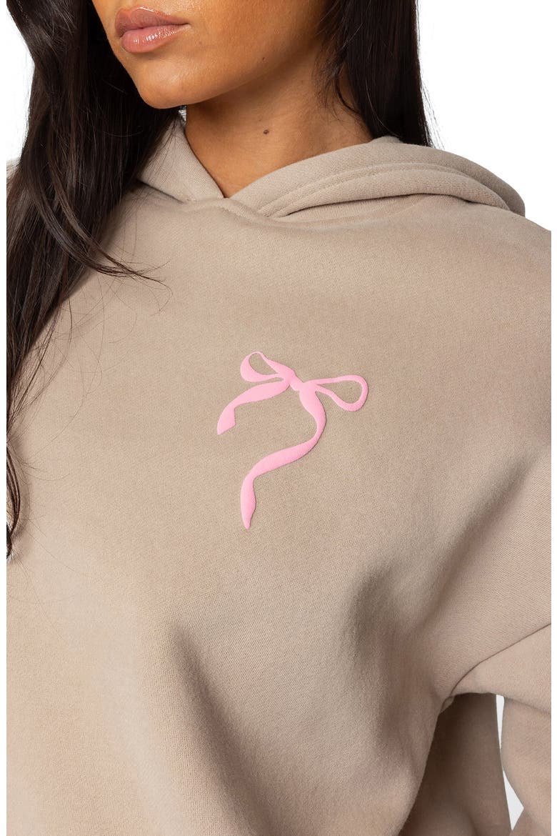 Sasha Bow Detail Hoodie, Alternate, color, BEIGE