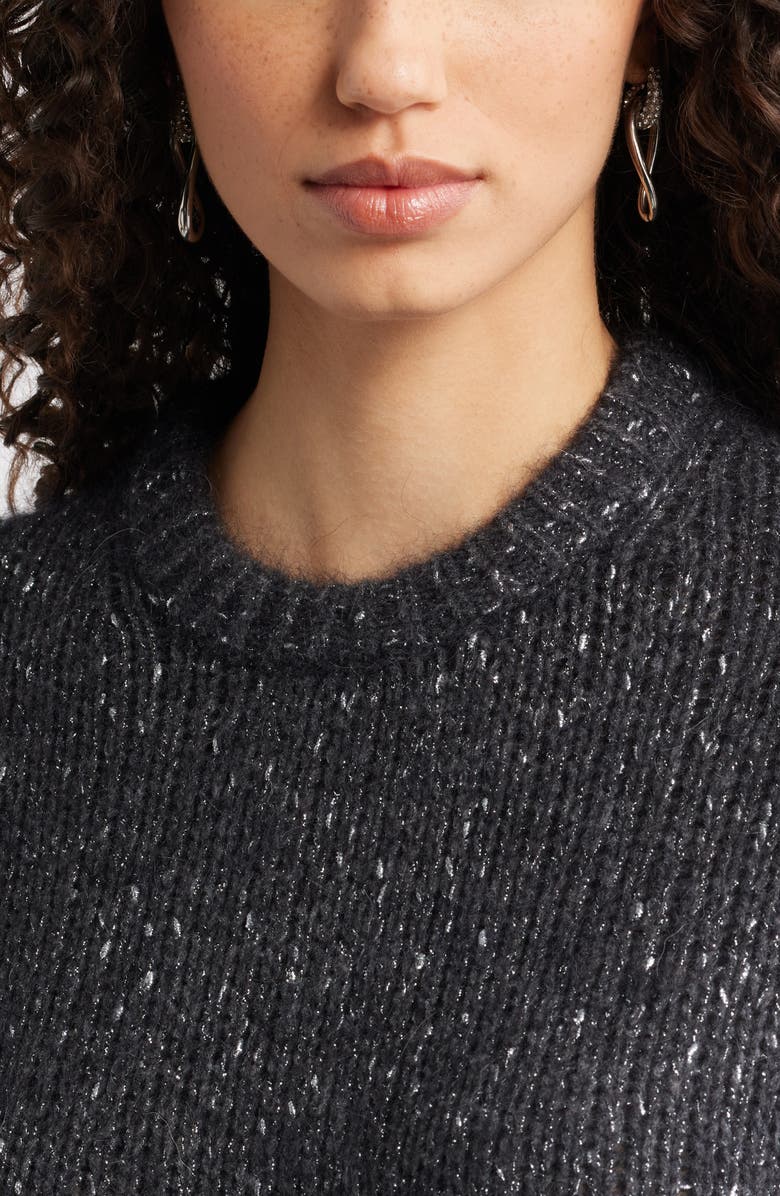 Nordstrom Metallic Crewneck Sweater, Alternate, color, Grey Dark Heather Metallic