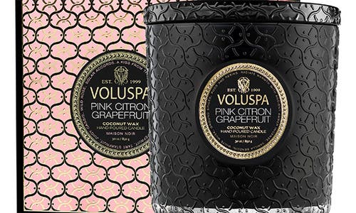 Voluspa Pink Citron Grapefruit Boxed Luxe Candle In Pink