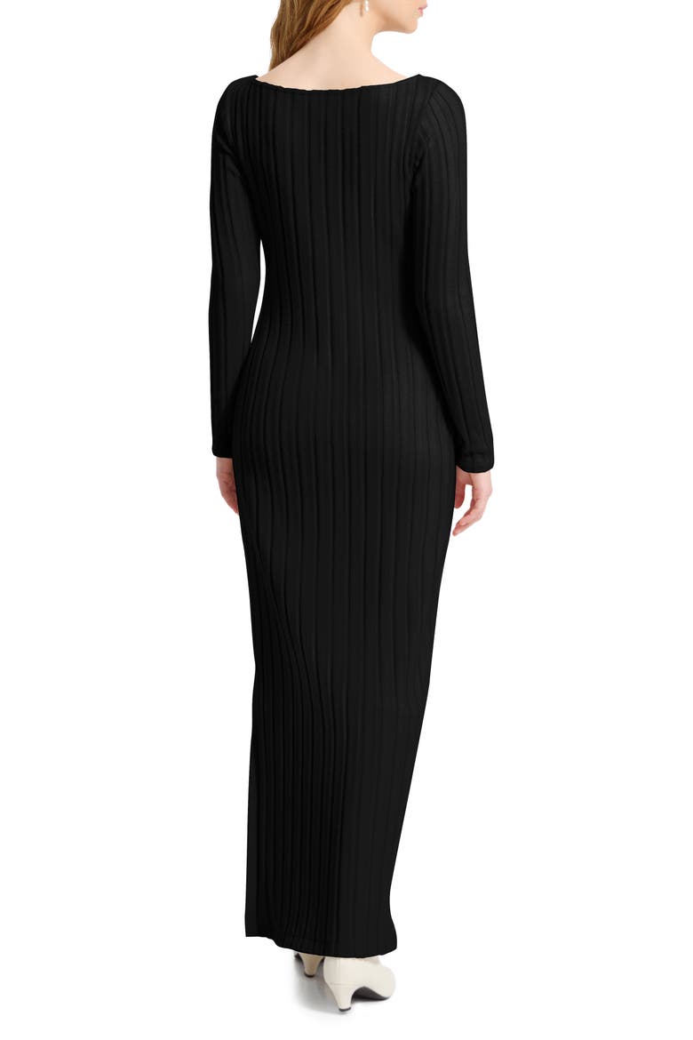 Penelope Long Sleeve Rib Maxi Sweater Dress, Alternate, color, BLACK
