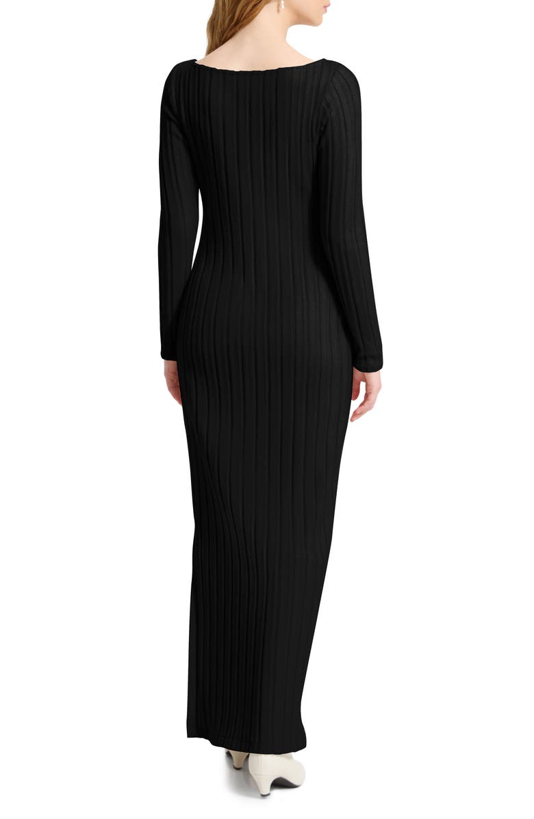 Marcella Penelope Long Sleeve Rib Maxi Sweater Dress, Alternate, color, Black