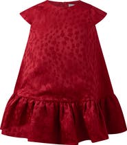 Rachel Riley Red Petal Damask Drop Hem Dress