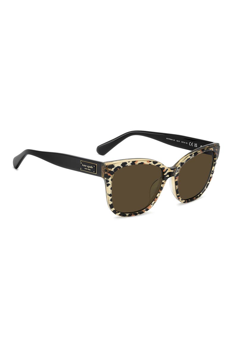 fatimah 55mm rectangular sunglasses, Alternate, color, BLACK PANTER GOLD/ BROWN