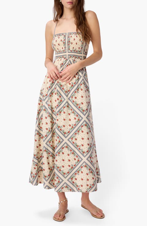 Cecily Smocked Bodice Cotton & Silk Sundress