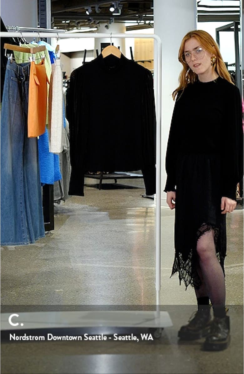 On My Mind Mesh Sleeve Mock Neck Top, sales video thumbnail