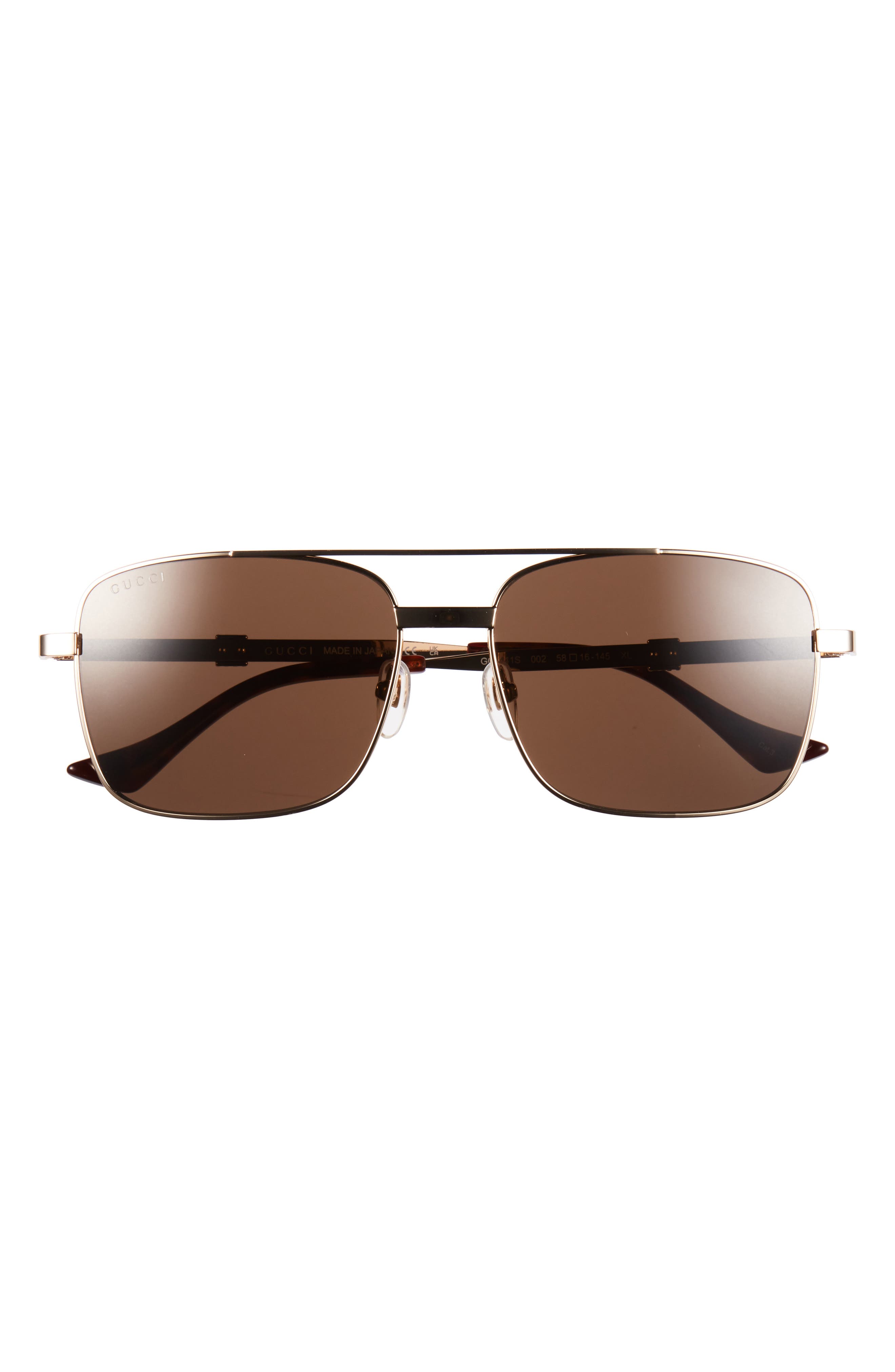 Gucci 58mm Square Metal Frame Sunglasses