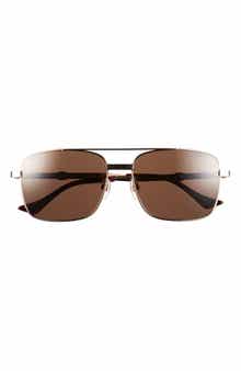 Gucci 58mm Square Metal Frame Sunglasses