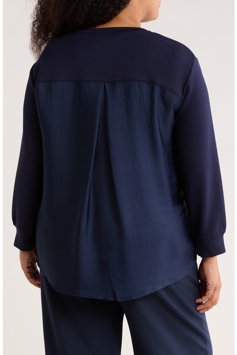Mixed Media Top, Alternate, color, BLUE TEAL