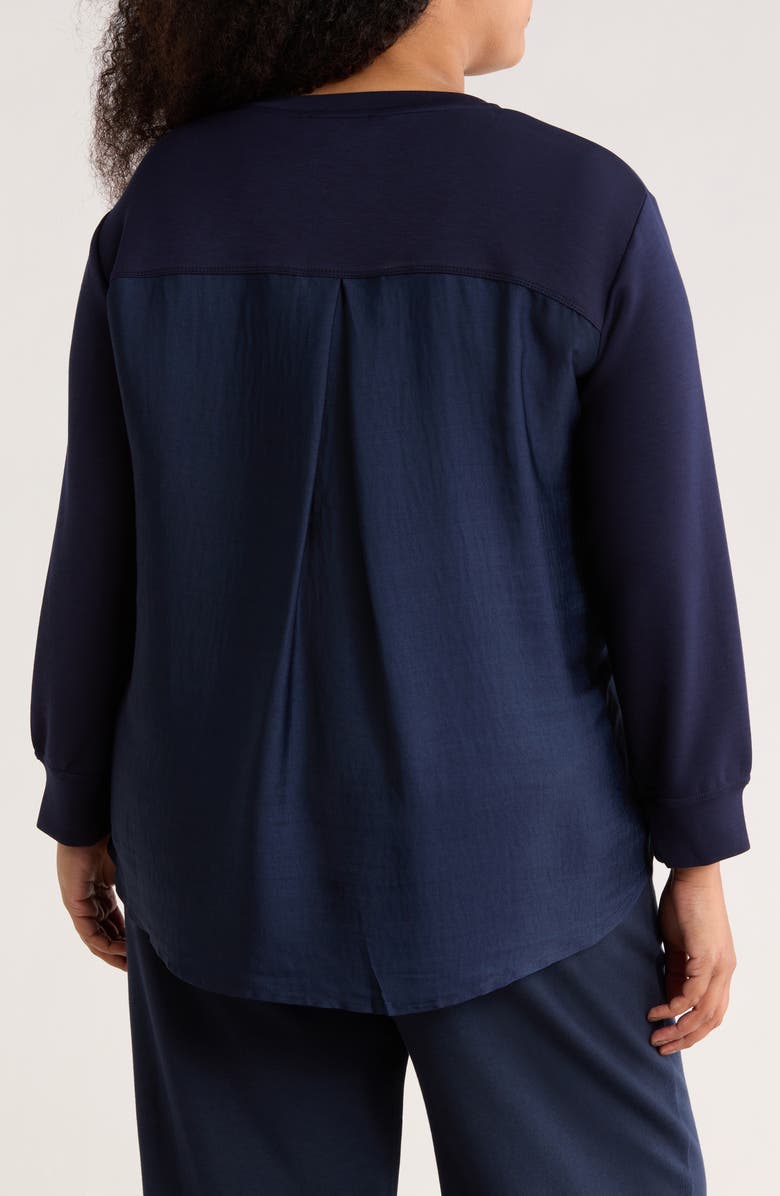 GRACE ELEMENTS Mixed Media Top, Alternate, color, Blue Teal