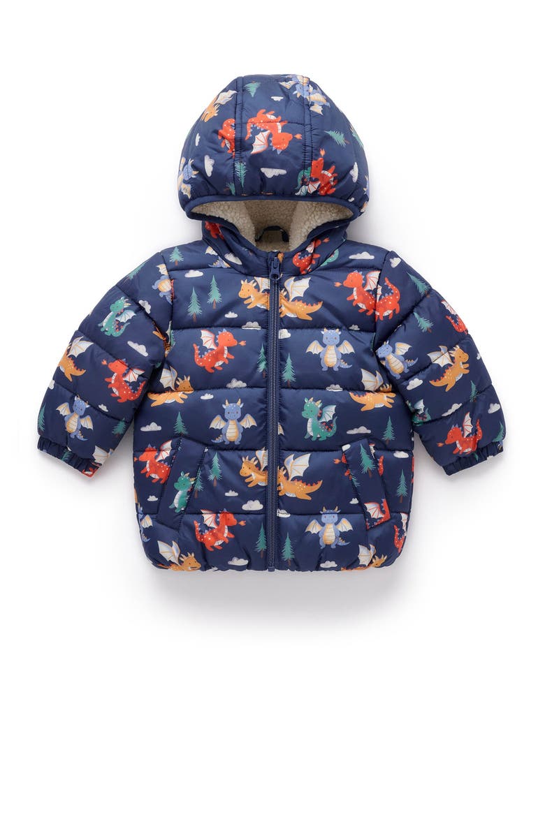 Baby Boy's Shearling Lined Puffer Jacket, Main, color, Dragon Print