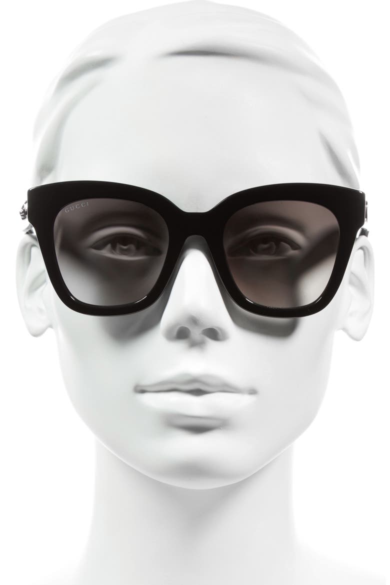 50mm Cat Eye Sunglasses, Alternate, color, BLACK/ GREY
