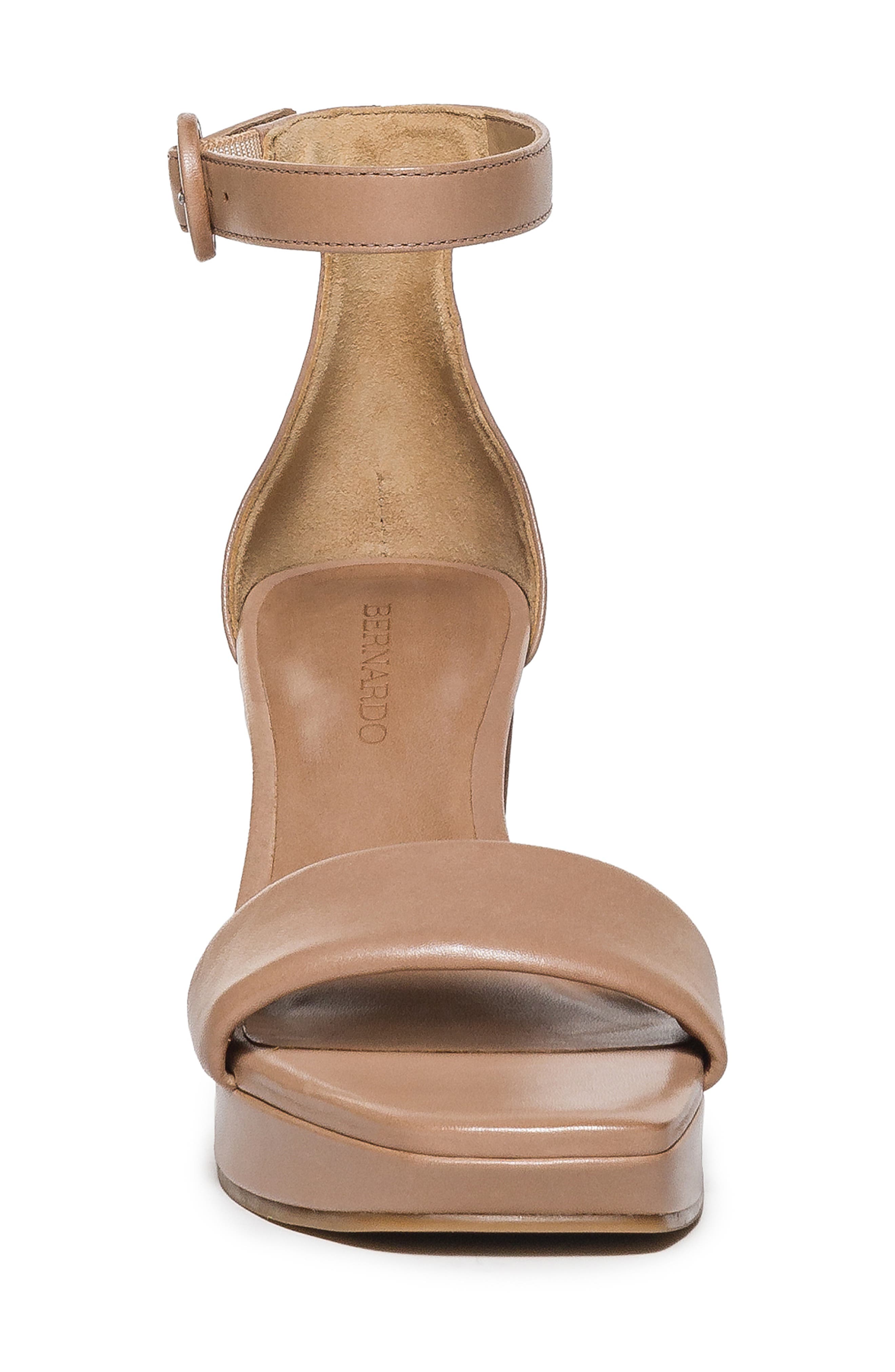 Bernardo Footwear Carla Square Toed Ankle Strap Sandal, Alternate, color, Birch