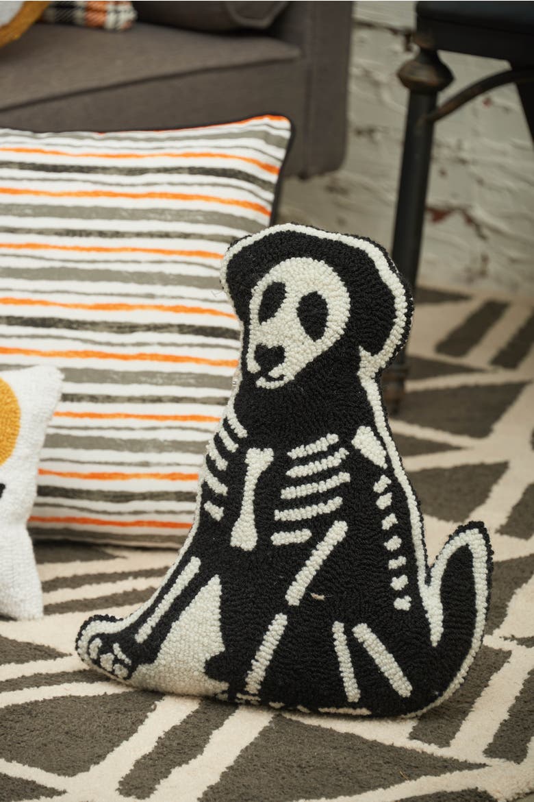 Pets Skeleton Shaped Hooked Pillows, Alternate, color, Black Dog