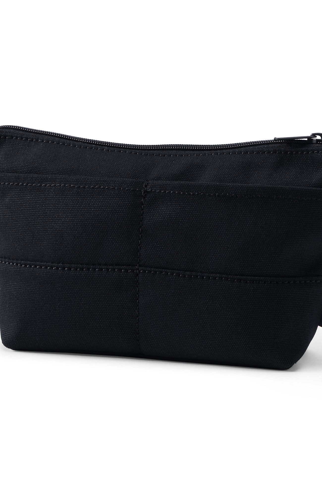Lands' End Zipper Canvas Pouch, Alternate, color, Black/Black