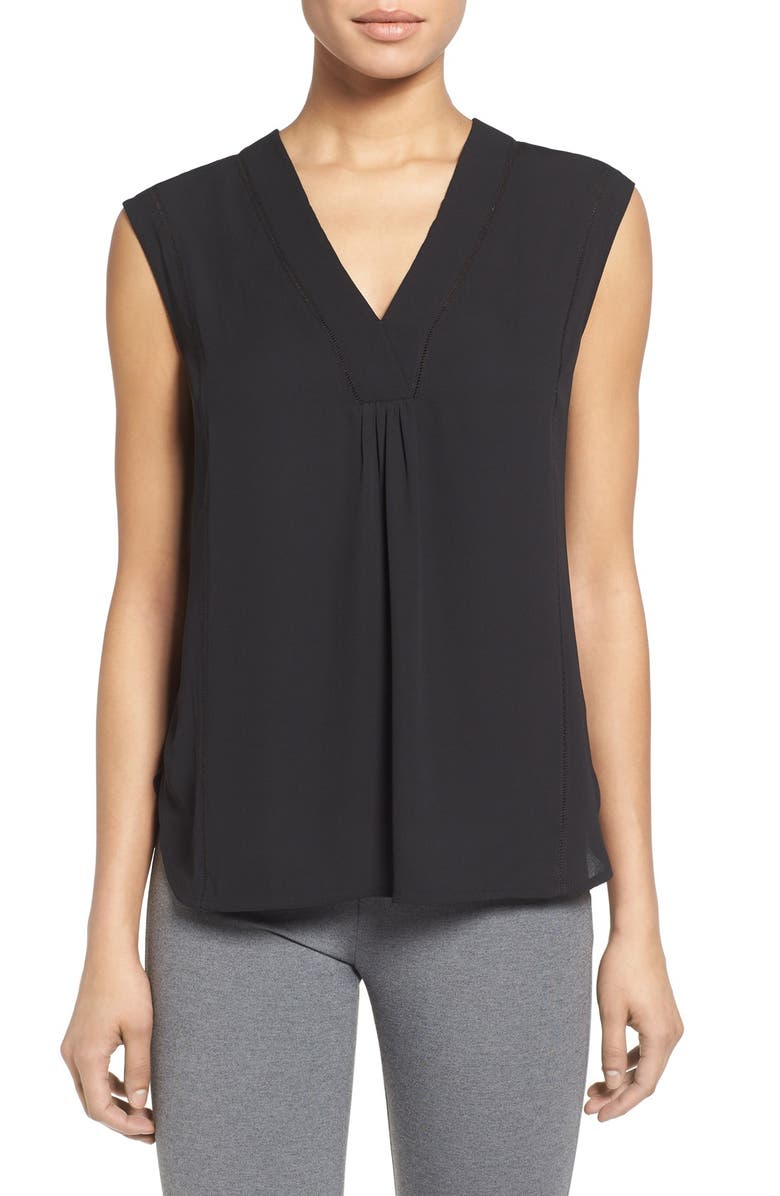 Halogen<sup>®</sup> Embroidered Inset Sleeveless V-Neck Blouse, Main, color, 