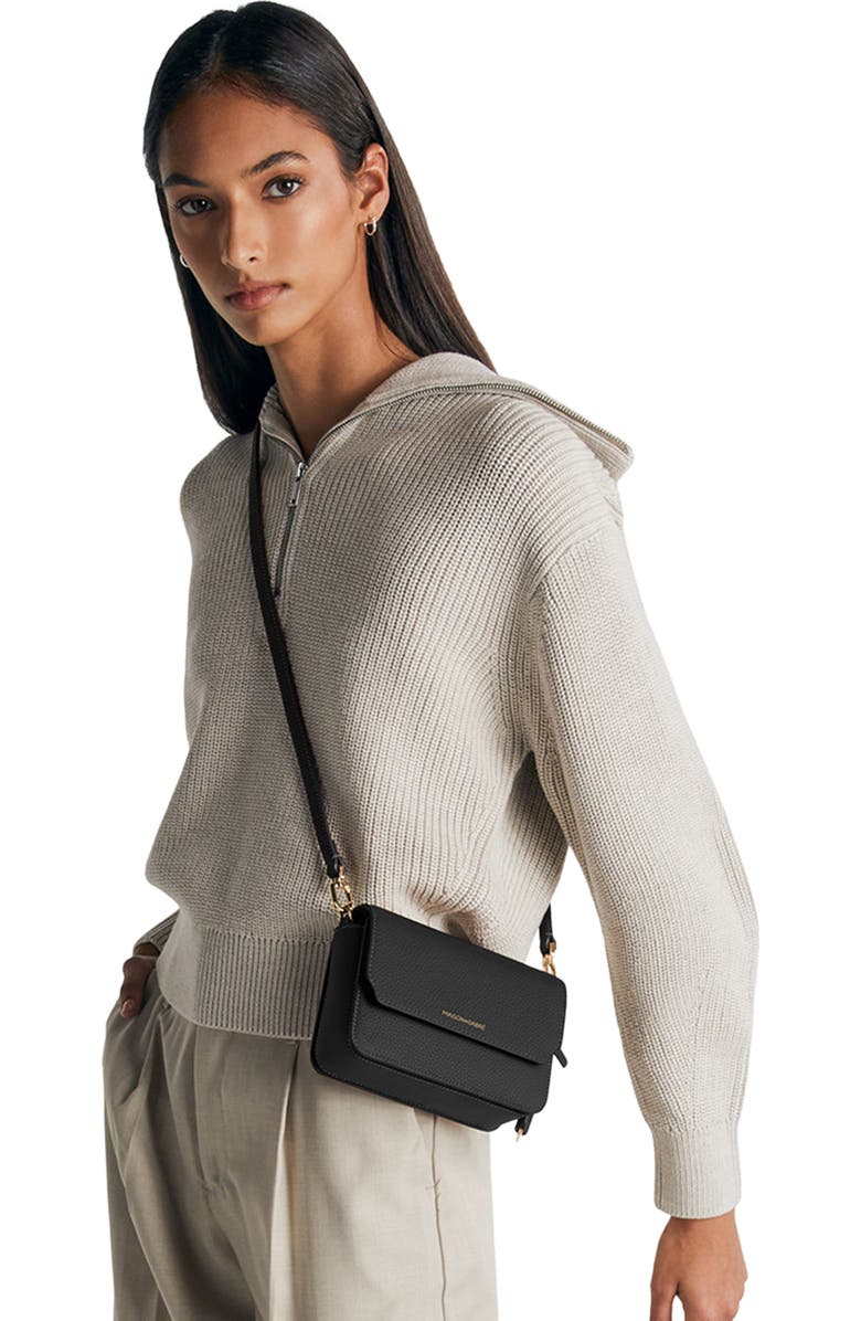 MAISON de SABRÉ Mini Leather Flap Bag, Alternate, color, Black Caviar