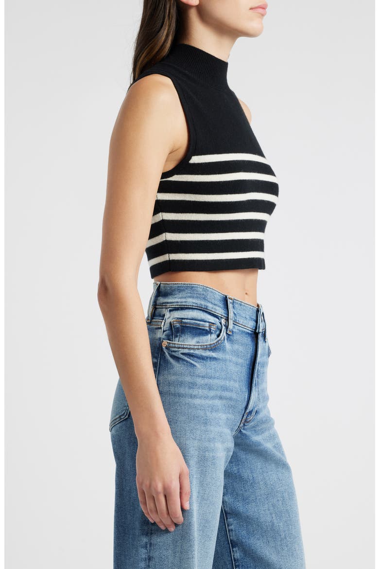 Cashmere Sleeveless Crop Sweater, Alternate, color, BLACK MULTI