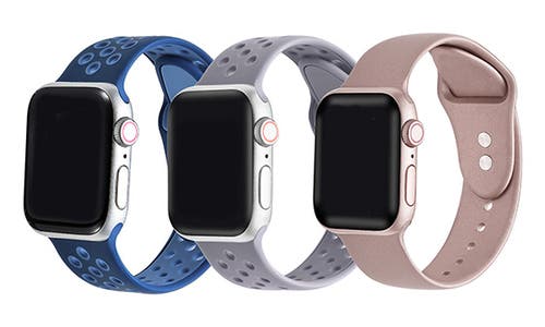 The Posh Tech Assorted 3-pack Silicone Apple Watch® Watchbands In Blue/lavender/pink Assorted