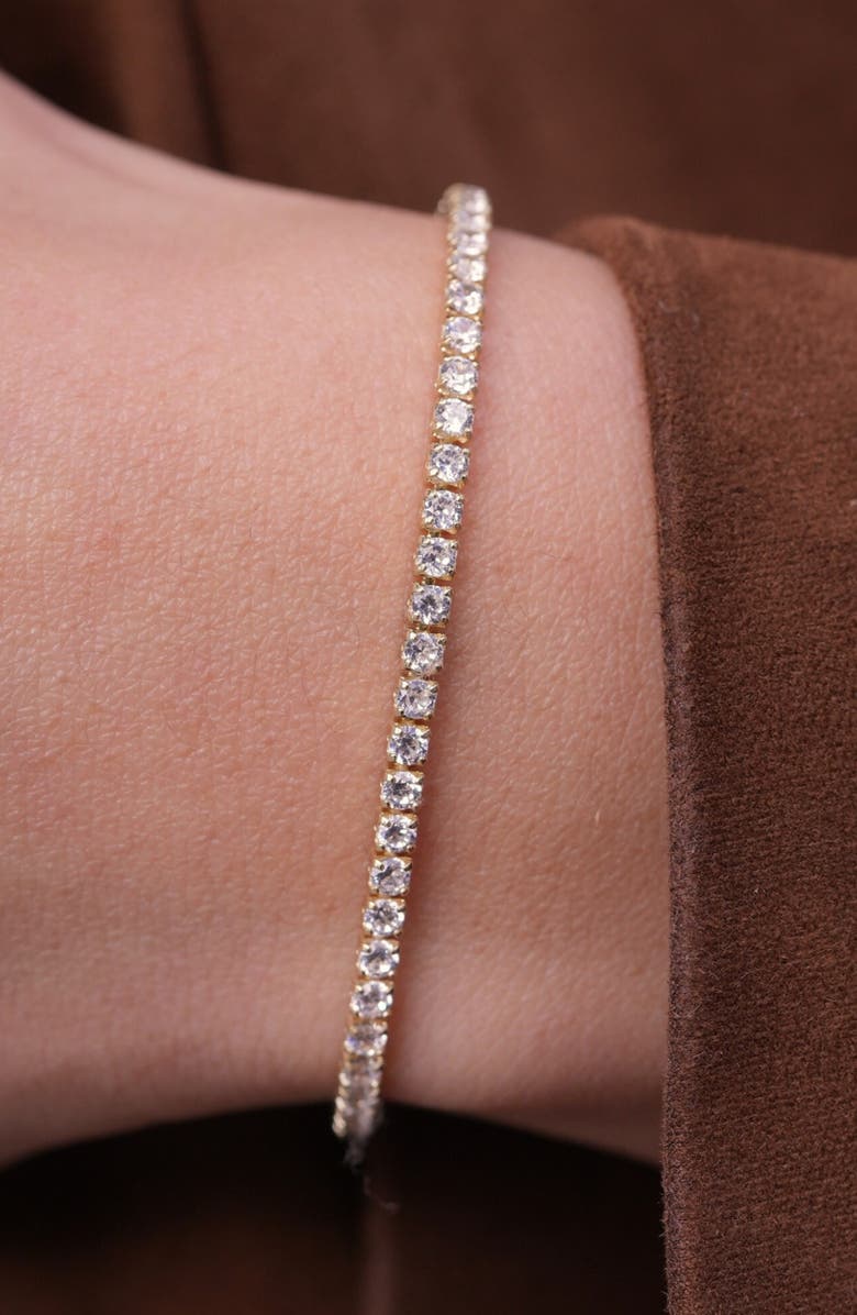 Argento Vivo Sterling Silver Cubic Zirconia Tennis Bolo Bracelet, Alternate, color, Gold