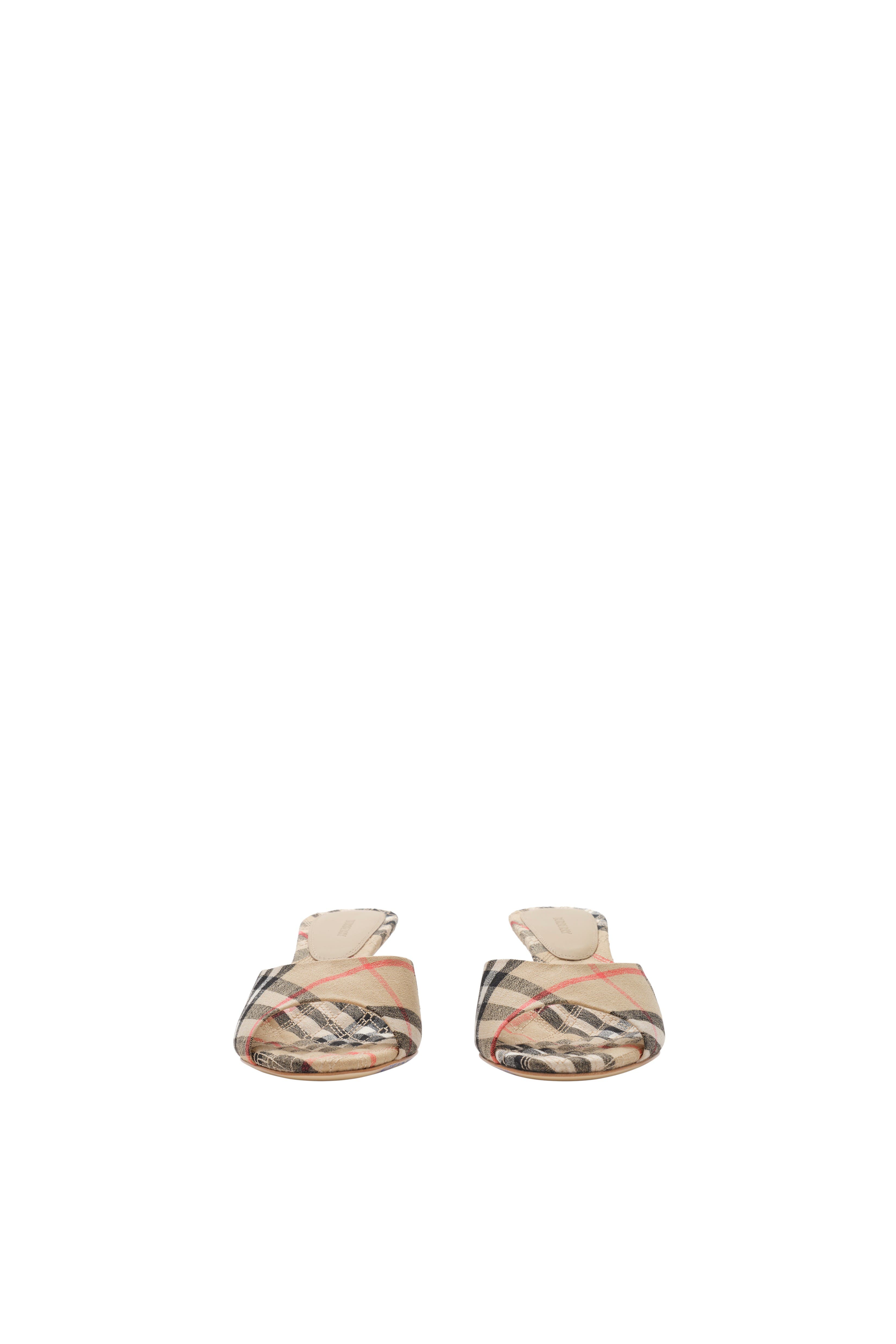 Burberry Check Mews Low Sandals, Alternate, color, Sand Beige