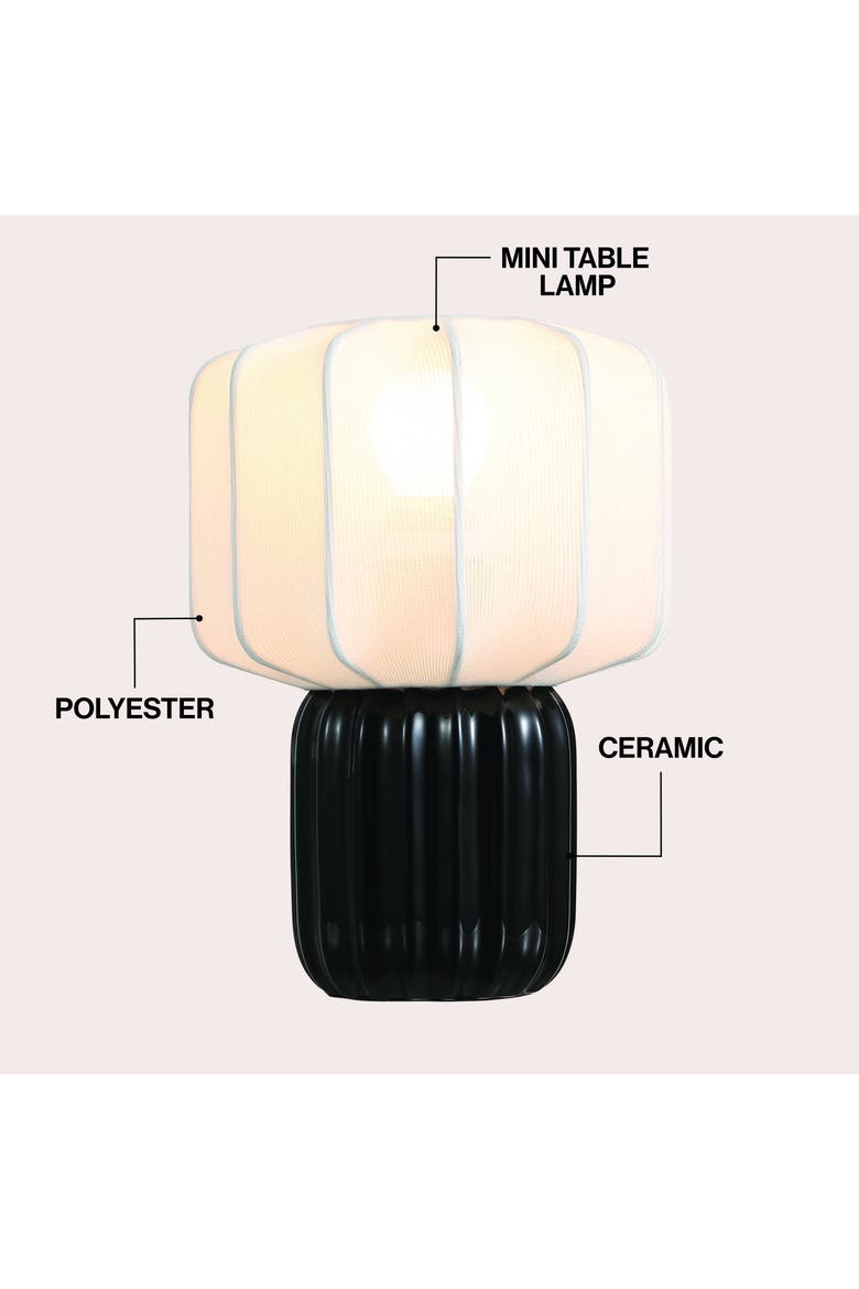 Leola Modern Contemporary Ceramic Fluted Mini with Ribbed Cocoon Pumpkin Shade LED Table Lamp, Alternate, color, Black