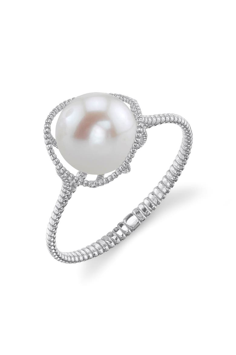14K Gold Freshwater Pearl Raven Ring, Main, color, White Gold