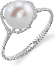 The Pearl Source 14K Gold Freshwater Pearl Raven Ring