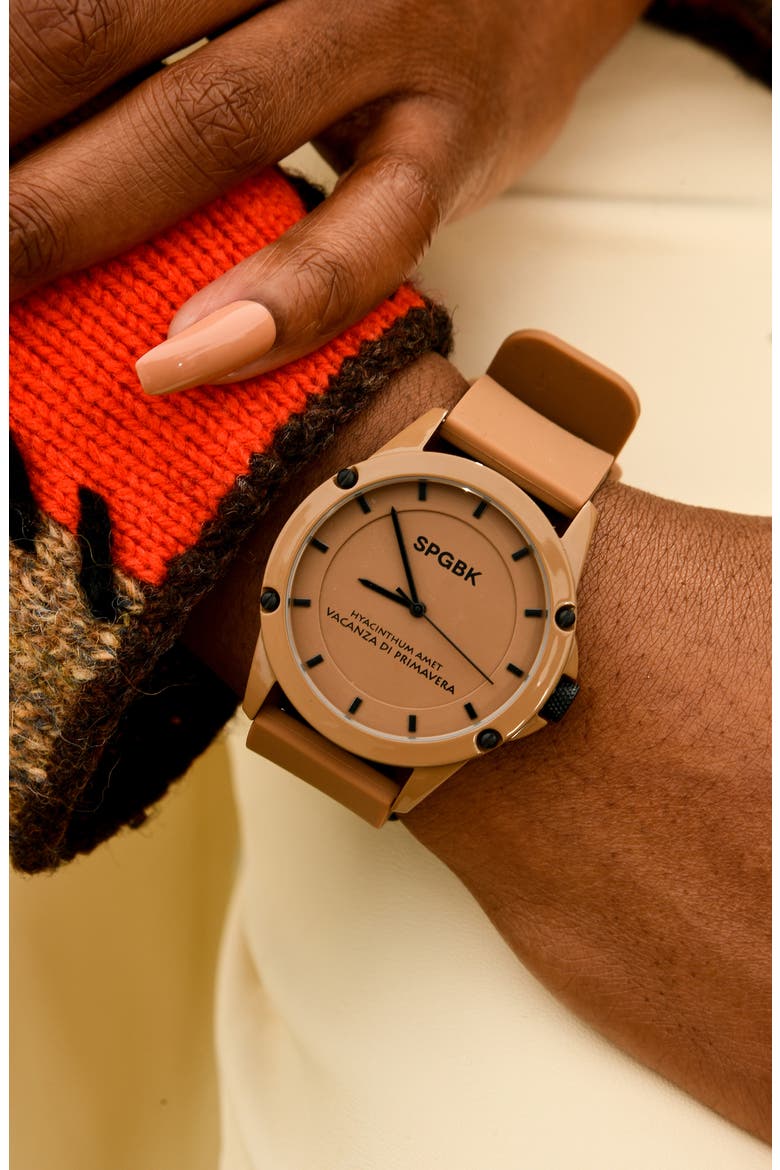 Sandhill Silicone Strap Watch, 42mm (Nordstrom Exclusive), Alternate, color, BROWN
