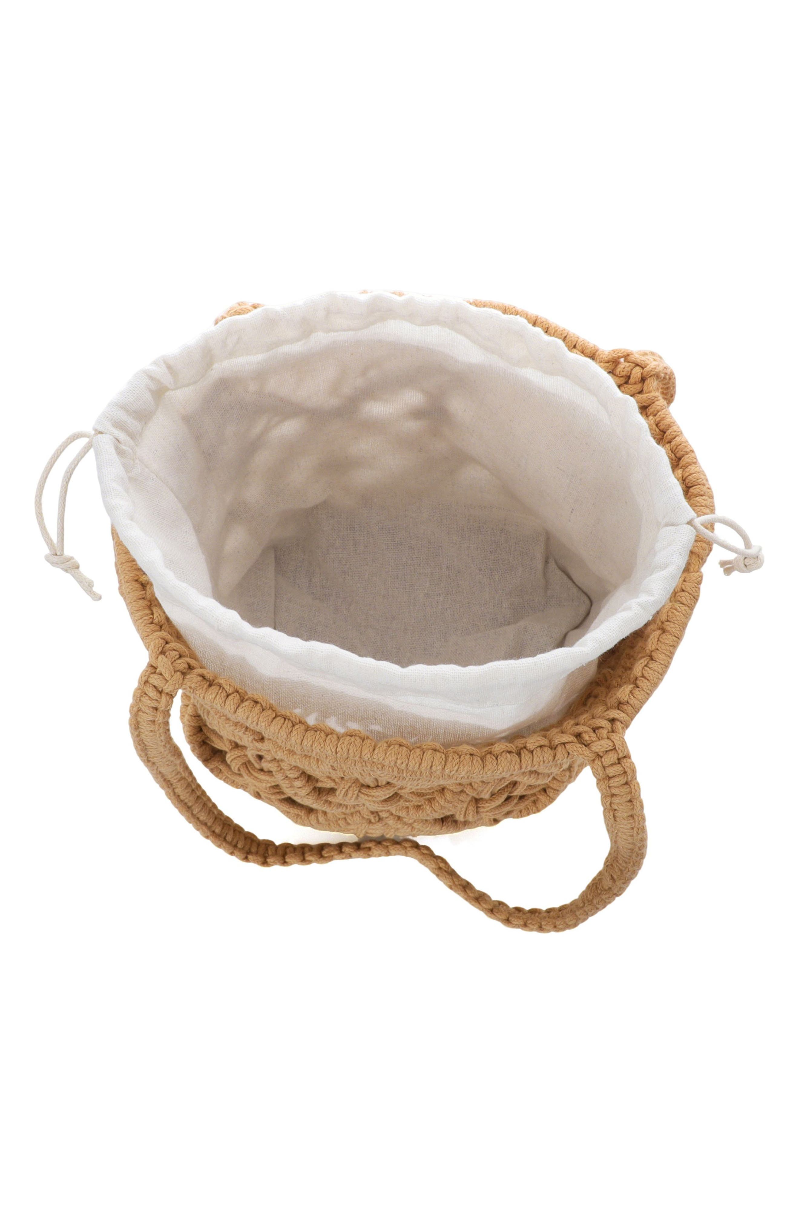 Adornia Crocheted Bucket Tote Bag, Alternate, color, Brown