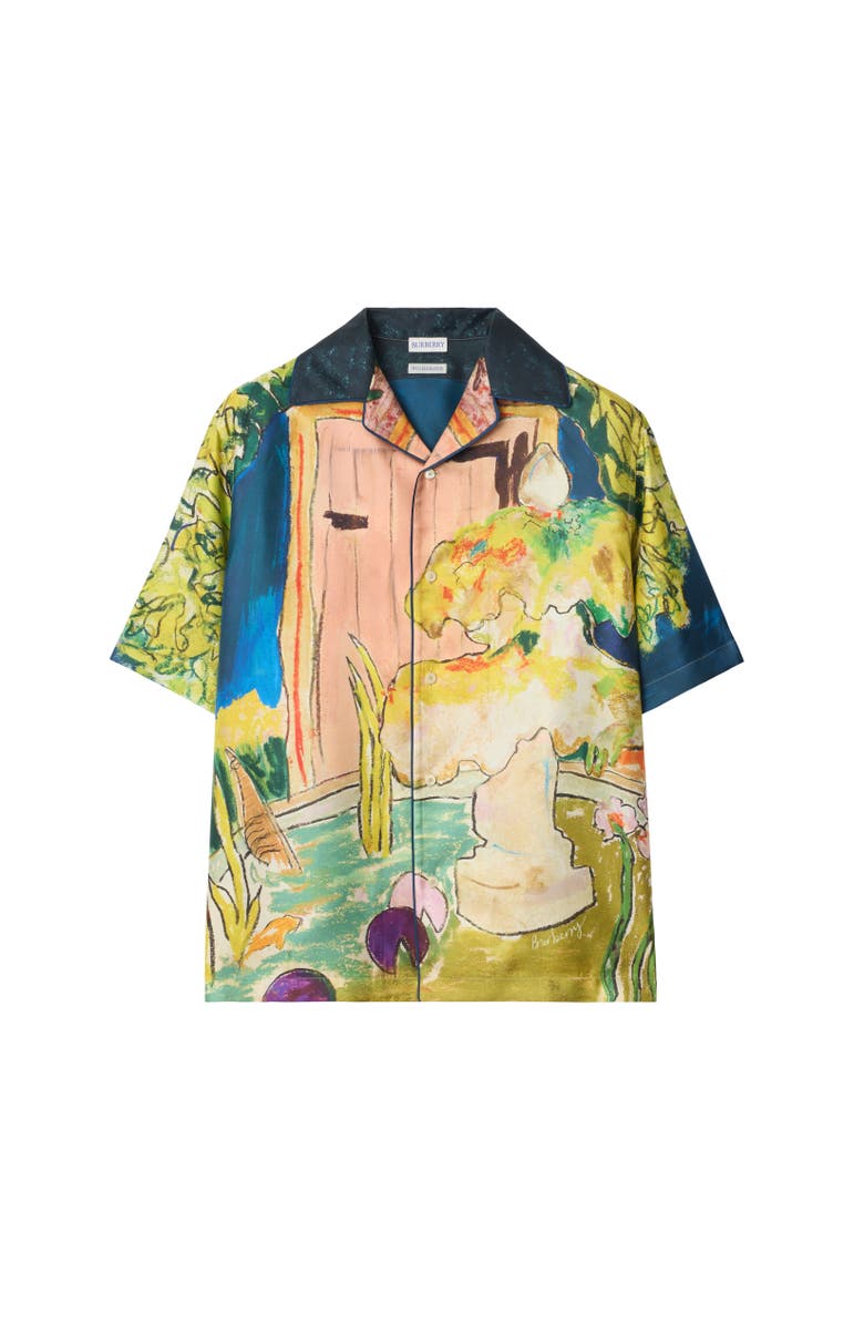 Burberry Highgrove Fountain Silk Shirt, Alternate, color, Harbour Green