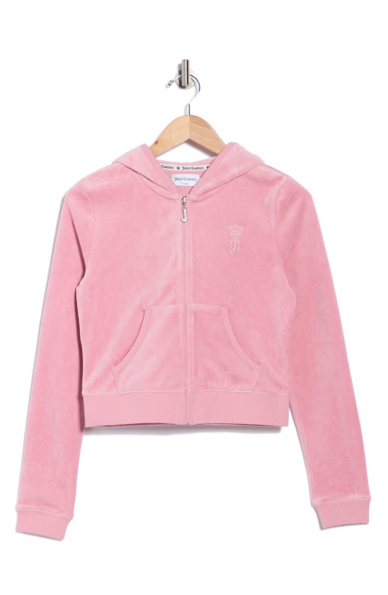 Juicy Couture Heritage Velour Zip-Up Hoodie, Alternate, color, Rose