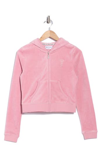 Juicy Couture Heritage Velour Zip-up Hoodie In Pink
