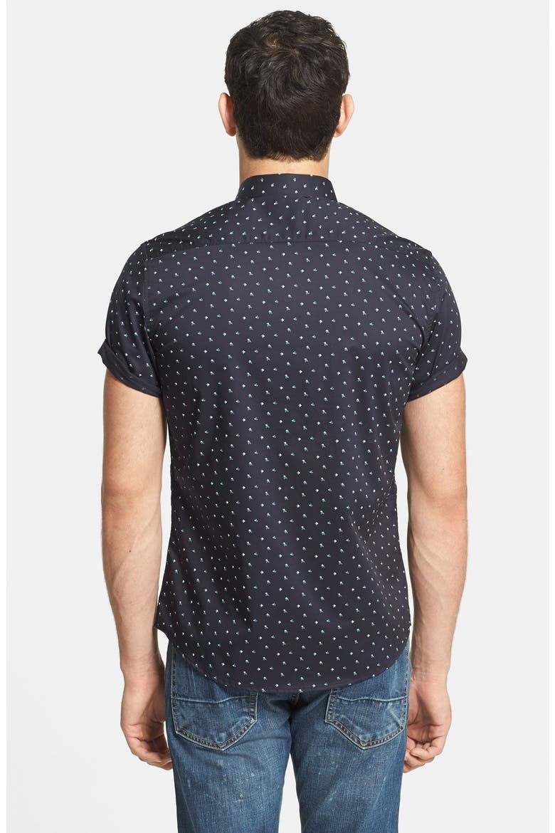 'Positive Mind' Short Sleeve Sport Shirt, Alternate, color, NAVY