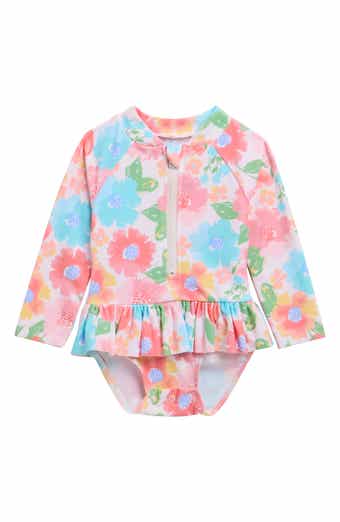 Little Me Watercolor Floral UPF 50+ Rashguard Swimsuit