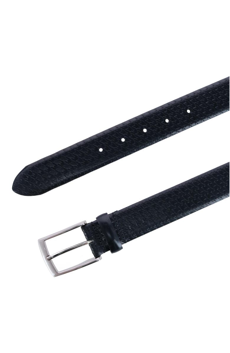 Trafalgar Watson Houndstooth Embossed 35mm Leather Belt, Alternate, color, Black