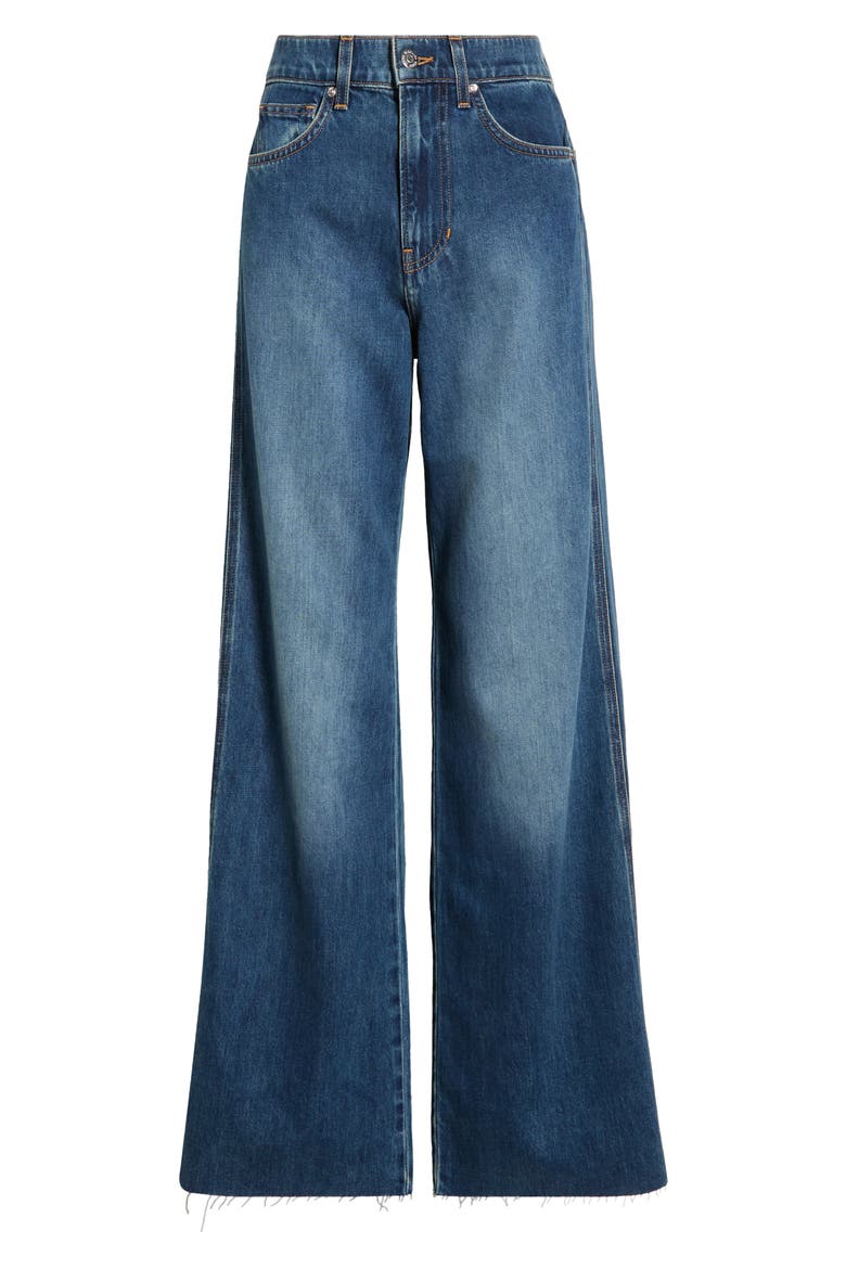 Taylor Raw Hem High Waist Wide Leg Jeans, Alternate, color, REBEL MOON