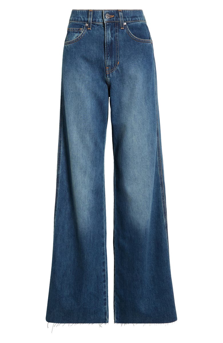 Veronica Beard Taylor Raw Hem High Waist Wide Leg Jeans, Alternate, color, Rebel Moon