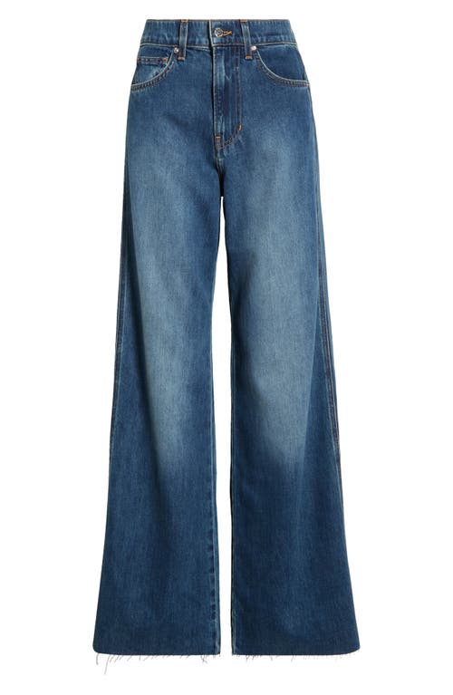 Veronica Beard Taylor Raw Hem High Waist Wide Leg Jeans In Multi