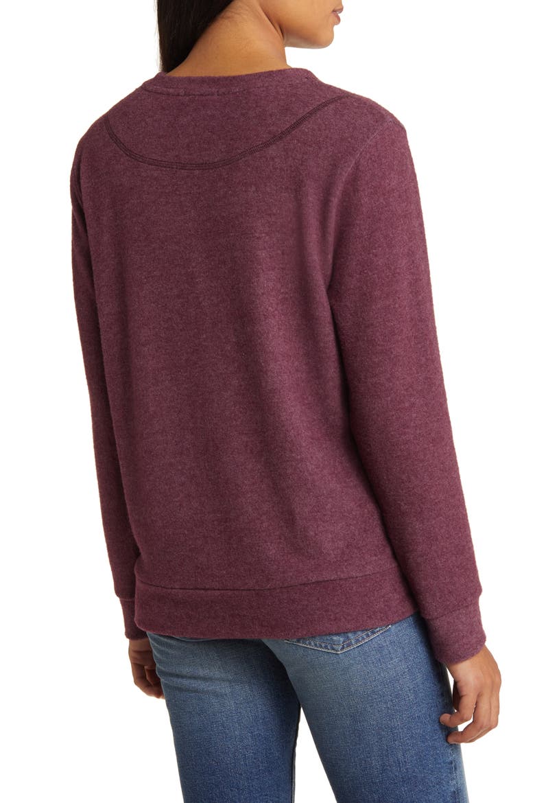Cozy Crewneck Long Sleeve Top, Alternate, color, BURGUNDY