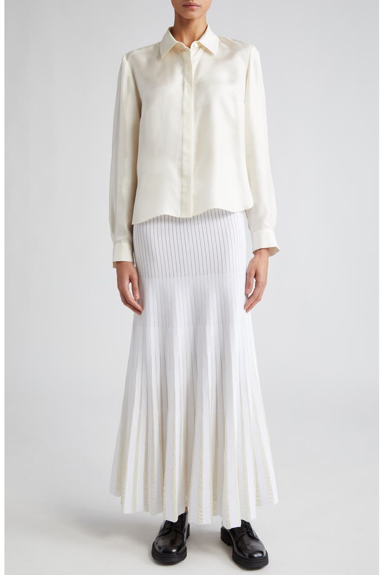 Lara Silk Button-Up Top, Alternate, color, IVORY