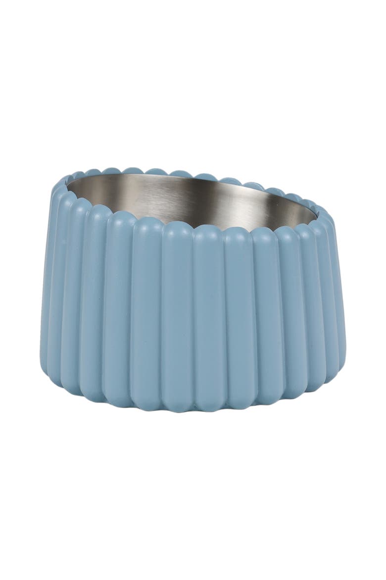 Ripple Ridge Slanted Concrete and Stainless Steel Bowl Pet Feeder, Alternate, color, Blue