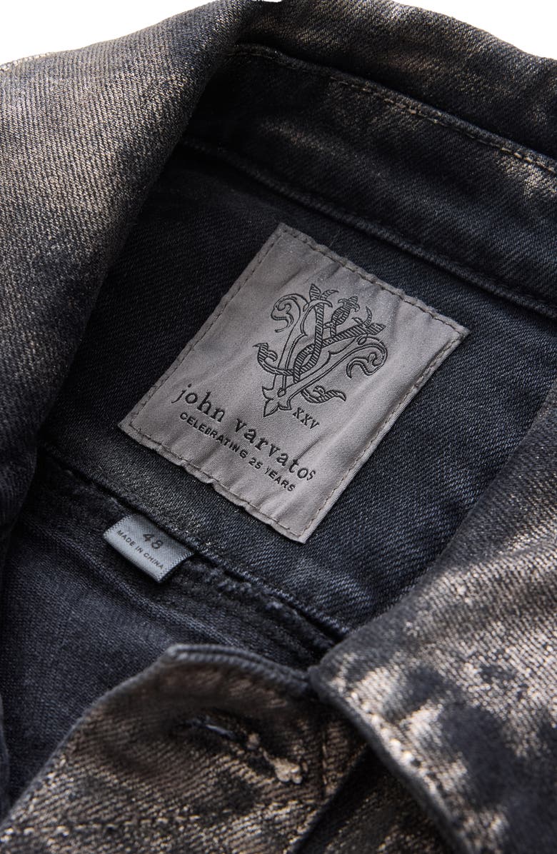 John Varvatos Anthony Foiled Denim Trucker Jacket, Alternate, color, Metal Grey