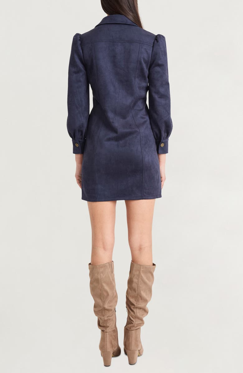 The Good Journey Long Sleeve Faux Suede Minidress, Alternate, color, Navy