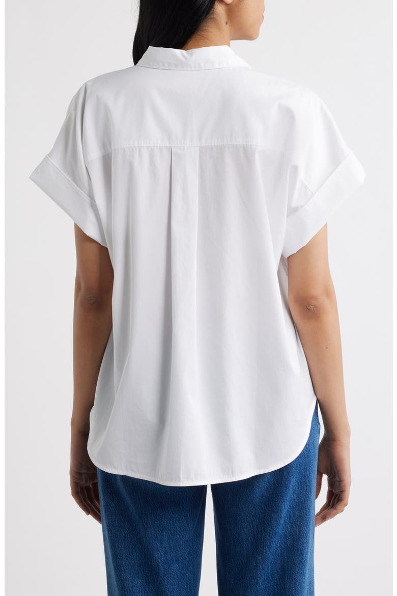 Oversize Short Sleeve Cotton Button-Up Shirt, Alternate, color, CLASSIC WHITE