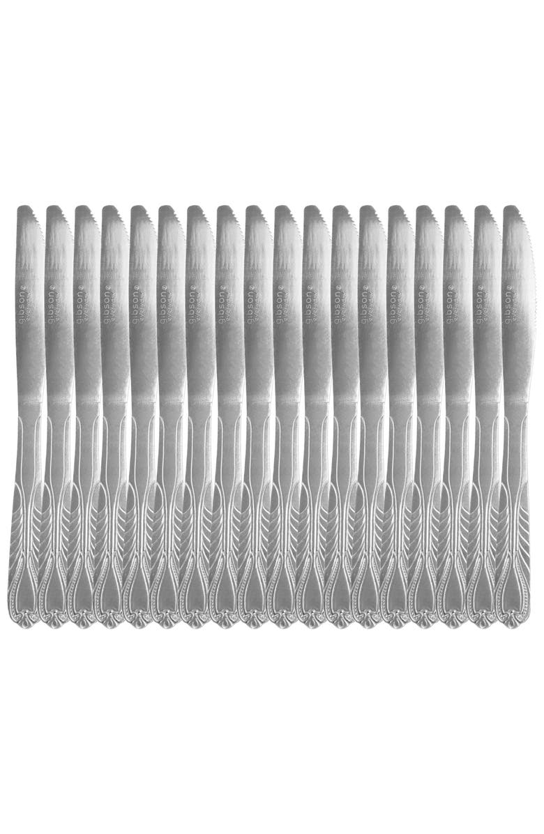 Gibson Everyday Jasper 18 Piece Dinner Knife Set, Alternate, color, Silver