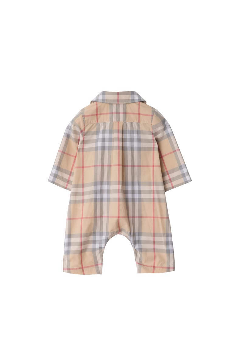Burberry Check Cotton Jumpsuit, Alternate, color, Pale Stone