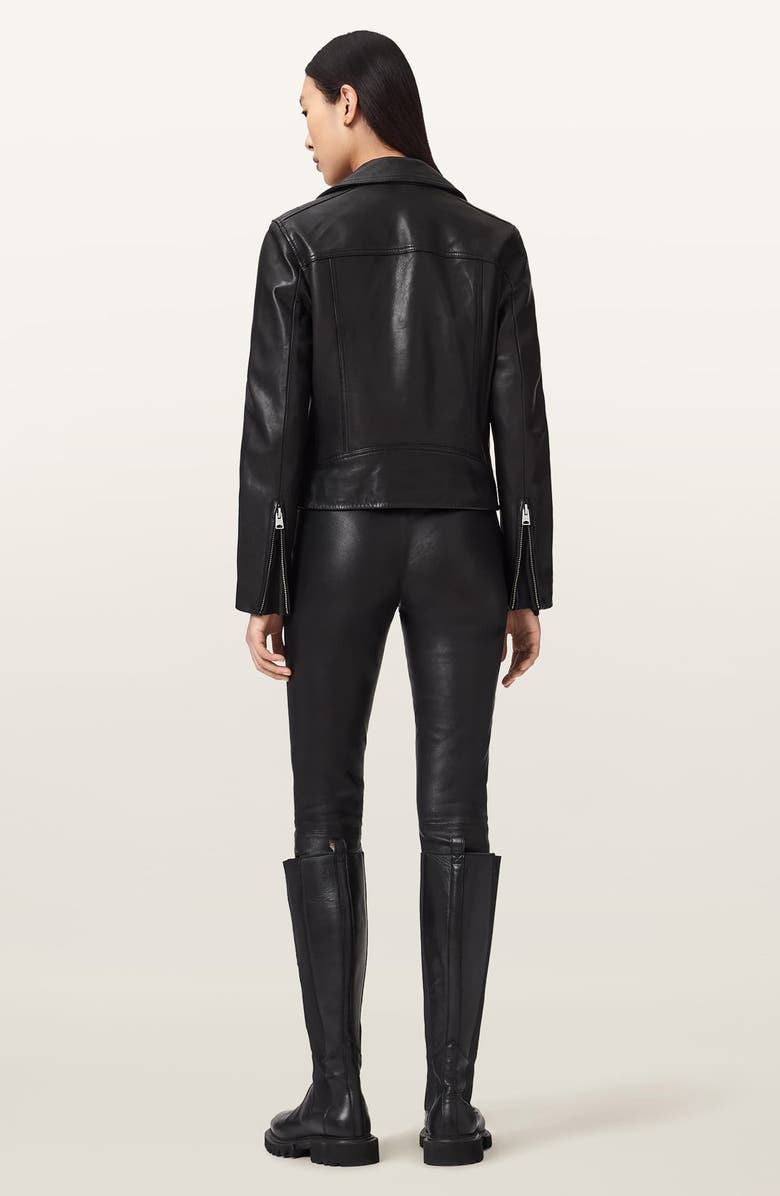 AllSaints Cora Leather Leggings, Alternate, color, Black