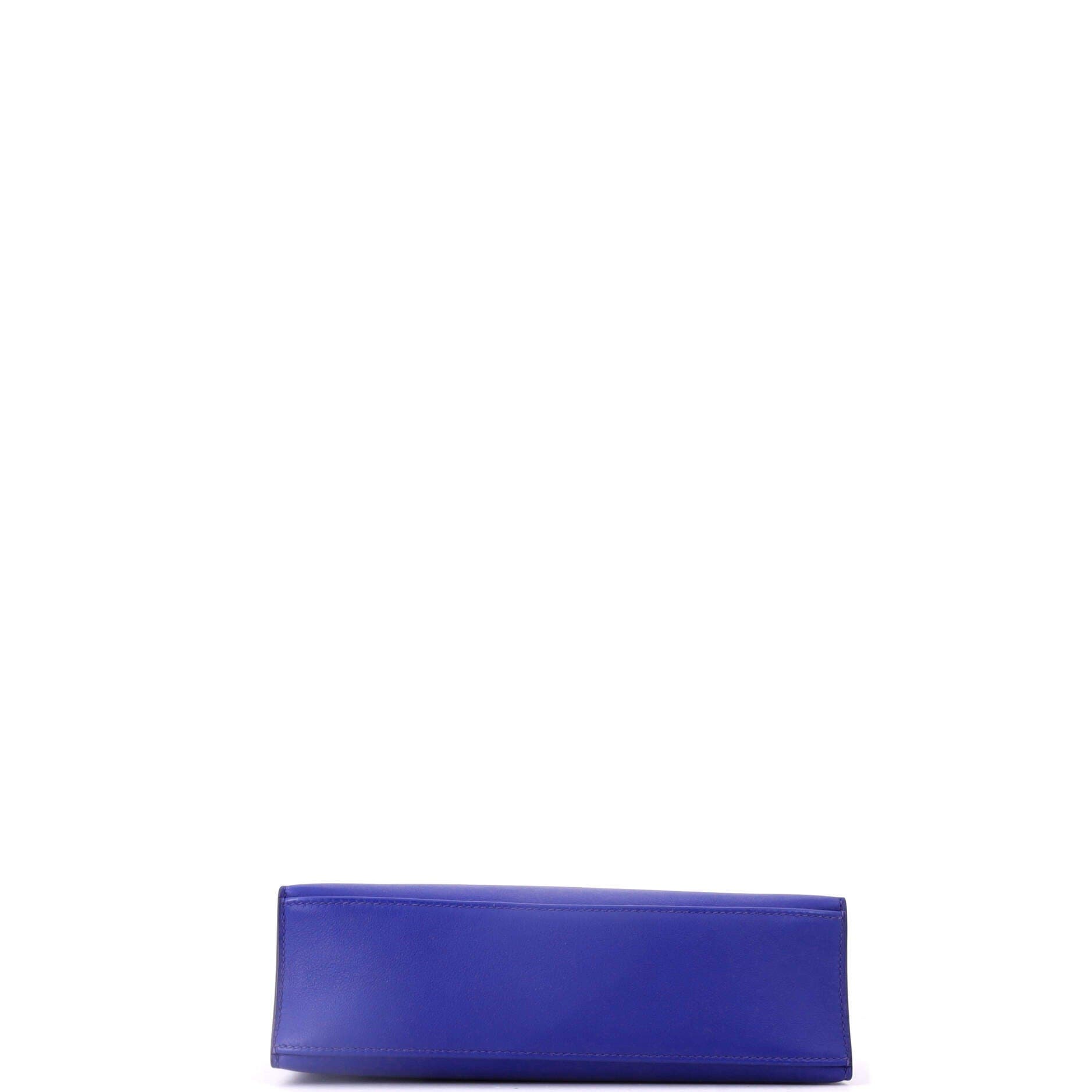 Pre-Owned Hermes Kelly Pochette Swift, Alternate, color, Bleu Electrique