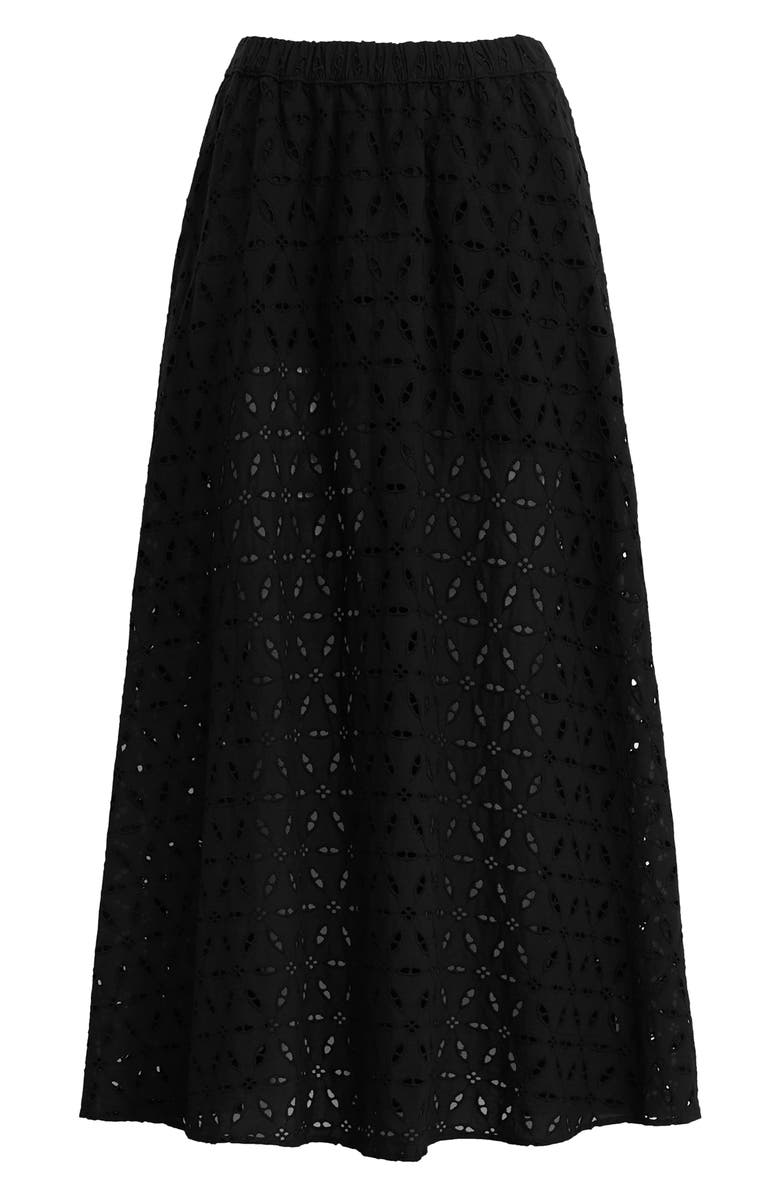 Favorite Daughter The Pretty Please Eyelet Embroidered Cotton Maxi Skirt, Alternate, color, Black